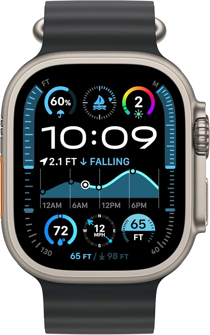 Apple Watch Band - Ocean Band Extension (49mm) - Black with Natural Titanium Finish - Extension