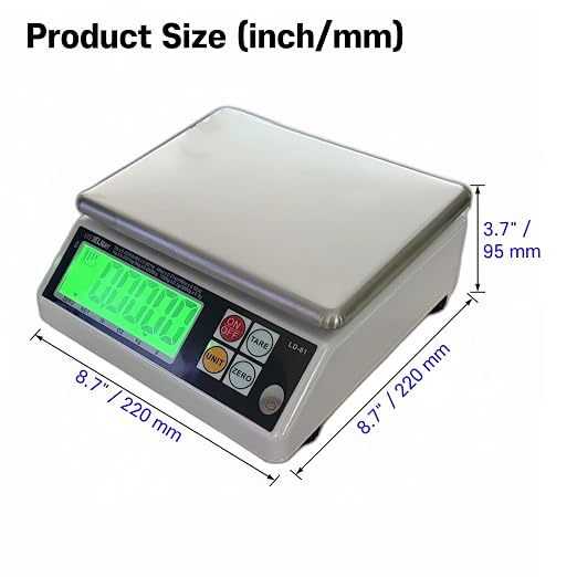 LiteDelight LD-61 Kitchen Scale, Lb/Oz/Kg/g Switchable, Stainless Steel Plate Food Scale, Large LCD Display with Backlight, 30 lb Capacity, 0.005 lb Readability