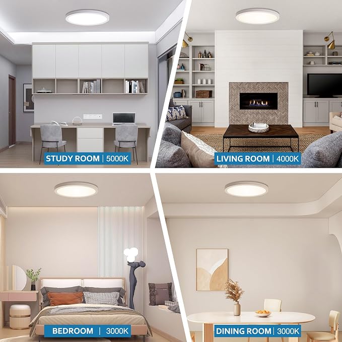 15.8 Inch Dimmable Large LED Flush Mount Ceiling Light 2 Pack, Low Profile Ceiling Light with 3 CCT (3000K/4000K/5000K), 5%-100% Dimming, Ultra-Thin 0.8", 32W 3200LM for Bedroom, Kitchen & Office