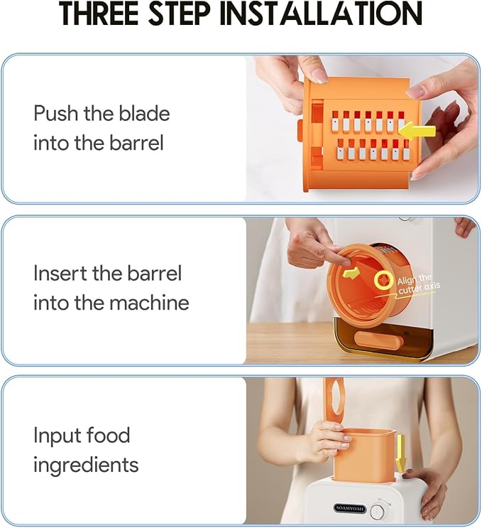 Electric Cheese Grater with 3 Set Blades, Automatic Efficient Slicer & Grater & Shredder for Carrot, Potato, Cabbage & More Vegetables/Salad/Cheese, 4" Large Feed Tube, Built-in Blade Storage Box