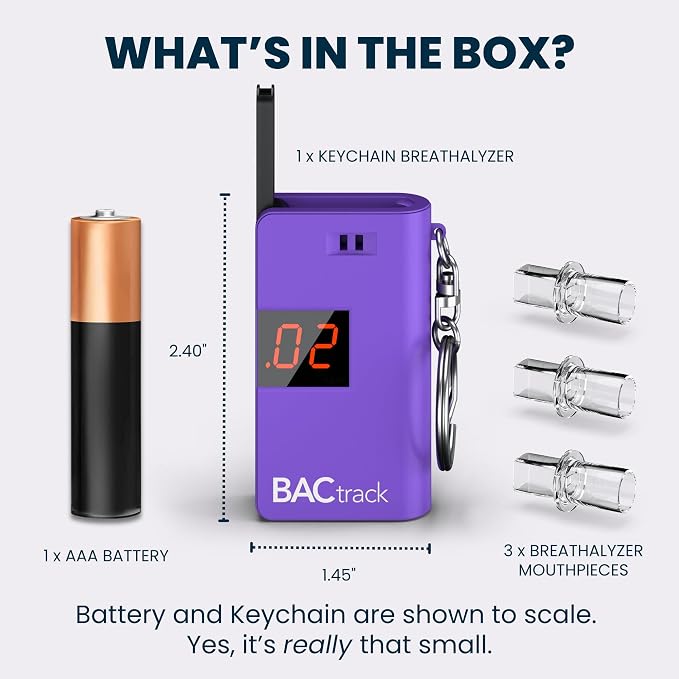 BACtrack Keychain Breathalyzer (Purple) | Ultra-Portable Pocket Keyring Alcohol Tester for Personal Use