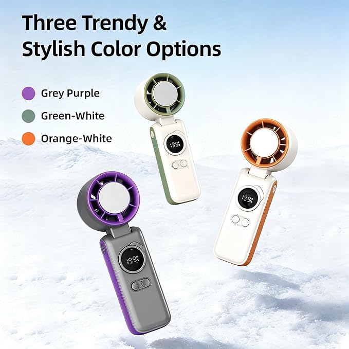 Handheld Portable Air Conditioners Fan with Semiconductor Cooling - 6000mAh Rechargeable 3-in-1 Mini AC Fans (Hand/Neck/Desk),199 Speed/5 Gear,Personal Turbo Fan for Outdoor Travel Beach Home (Green)