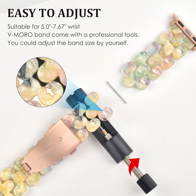 V-MORO Resin Band Compatible with Apple Watch 46mm/45mm/44mm/42mm Women Fashion Dressy Strap Bracelet lightweight Jewelry Wristband for iWatch Bands Series 11 10 9 8 7 6 5 4 3 2 1 SE2/3,Aurora Citrine