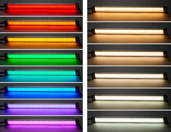 PureOptics LED Professional Push Wire Under Cabinet Light Bar, Add-on, Plug-in or Hardwire Compatible, Adjustable White and RGB LED, for Kitchen, Pantry, Cabinets, (1) 12" Bar