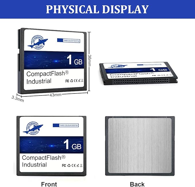 Dogfish Compact Flash Memory Card 1GB 10PACK Industrial CF Type I Card FAT16 for Industrial Equipment and Vintage Digital Cameras