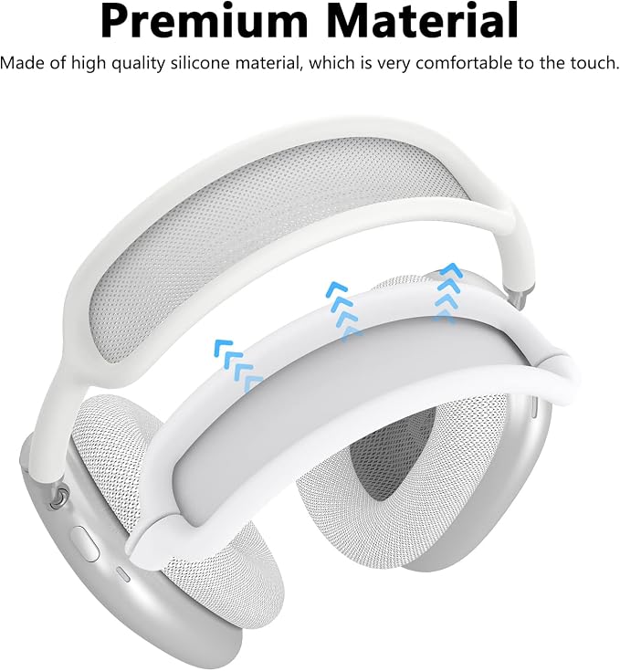 Silicone Case Cover for AirPods Max Headphones,Ear Pad Case Cover/Ear Cups Cover/Headband Cover for AirPods Max 2/1 (2026/2024/2020)(USB-C/Lightning),Silicone Accessories for Apple AirPod Max 2, White