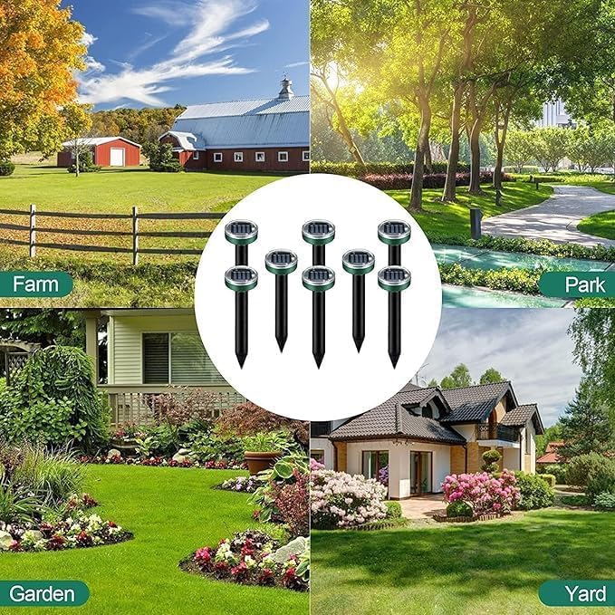 Mole Repellent Solar Powered - Ultrasonic Rodent Repeller 8 Pack,Waterproof Solar Powered Groundhog Deterrent for Yard Garden Farm,Rat Repellent for Gopher