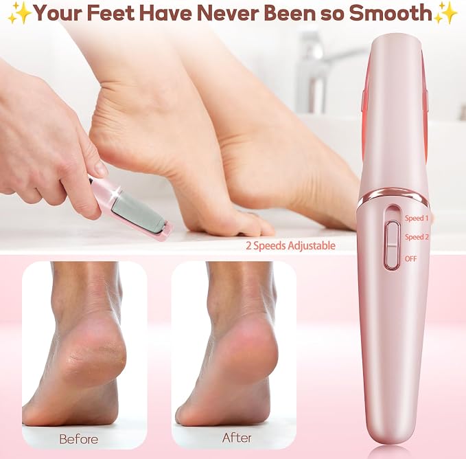 ZABOUL Electric Foot Callus Remover Rechargeable Pedicure Kits with 11 Pack Pedicures Replacement Heads (6 Extra Coarse & 5 Regular Coarse Heads), Feet Care for Removes Dry Hard & Dead Skin Ideal Gift