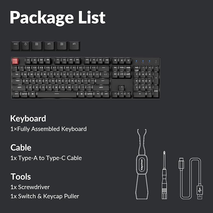 Keychron K10 Version 2 Full Size 104 Keys Bluetooth Wireless Mechanical Gaming Keyboard for Mac Windows Super Red Switch White LED Backlight/USB C Wired Computer Keyboard