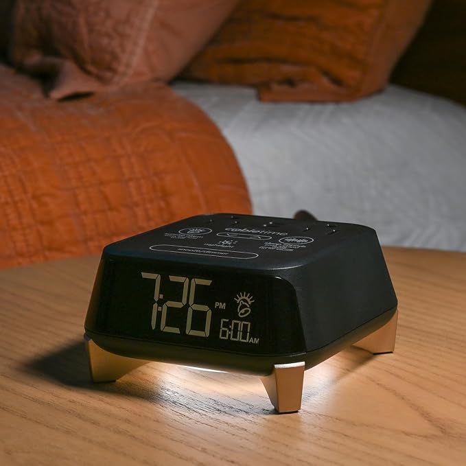 Brandstand CubieTime Zen (Latest Model) - White Noise/Sleep Sounds Alarm Clock Charger with 2 USB-C Ports, 2 Power Outlets, Night Light