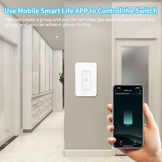 Milfra Touch Smart Switch - Single Pole, WiFi Light Switch, Alexa & Assistant Compatible, Neutral Wire Needed, No Hub Required