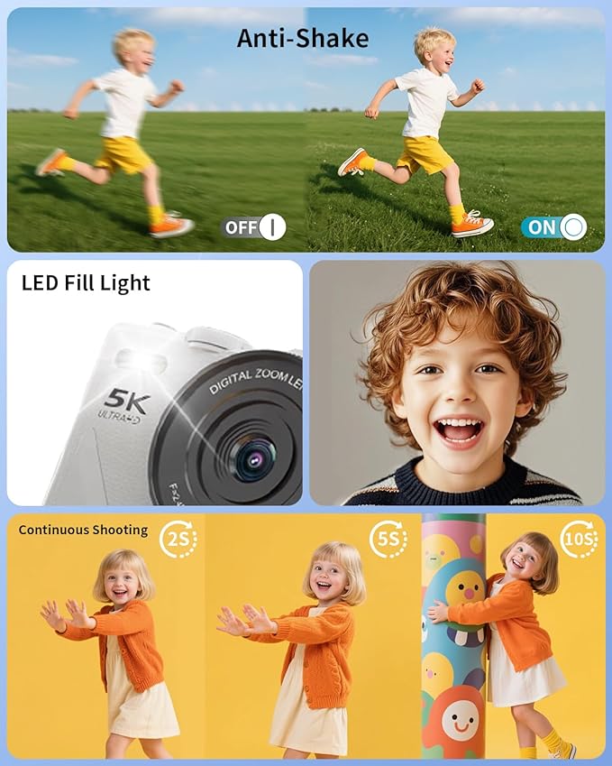 5K Digital Camera for Photography with WiFi, 75MP Ultra HD Vlogging Camera for YouTube with 3" 180° Flip Screen,18X Zoom Autofocus Compact Cameras for Beginners Teens with 64GB SD Card.