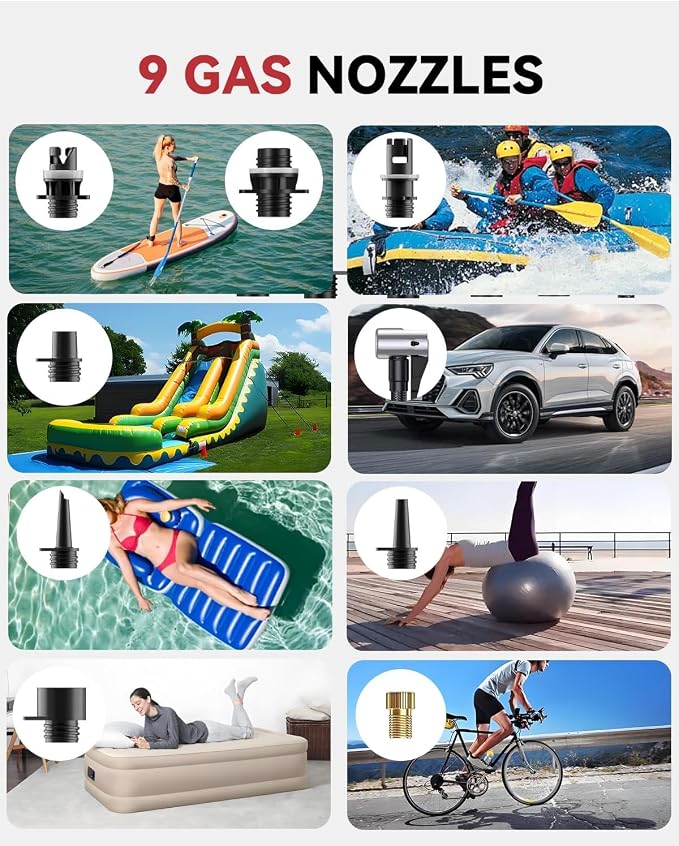 ZFOX Paddle Pump, 50PSI Portable Electric Pump - Dual Motor SUP Air Pump for Inflation and Deflation, Auto Shut Off, 12V DC Car Connector for Vertical Paddle Boards, Cars, Air Cushion
