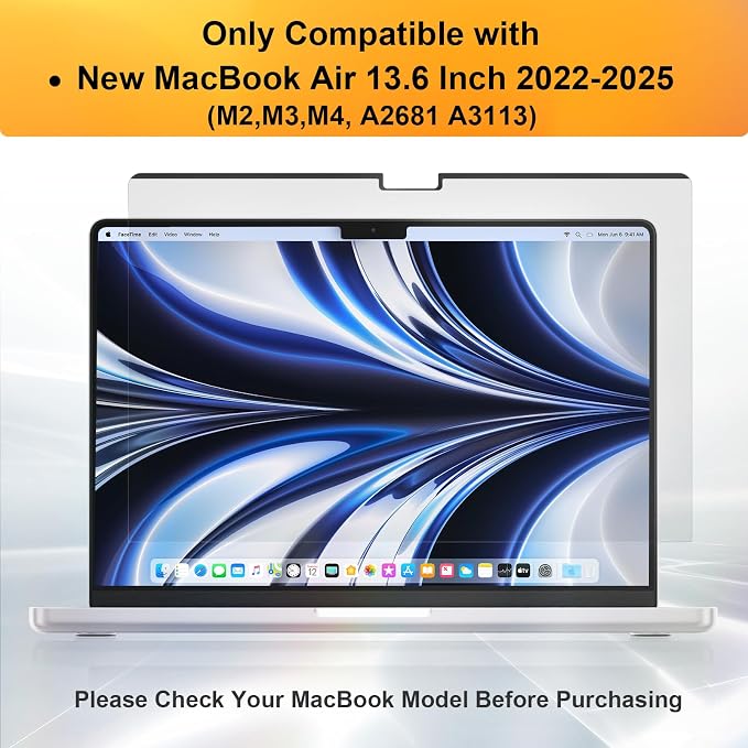 Magnetic Privacy Screen for MacBook Air 13.6 & 13 Inch 2022-2026 (M2, M3, M4, M5), Matte Removable Anti Glare Blue Light Filter