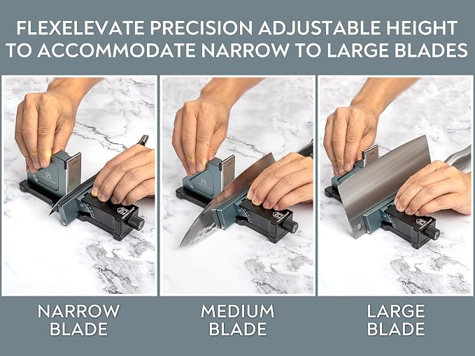 PATENTED ORIGINAL ADJUSTABLE ROLLING KNIFE SHARPENER KIT: Adjustable Height, 10° to 40° for 30 Angle Options, Removeable Diamond Plates with Travel Case - Kitchen Knife Sharpener