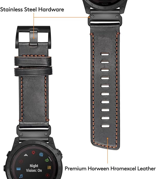 Soft Horween Leather Watch Band Compatible With Garmin, Strap For Fenix/Forerunner/Approach/MARQ/Quatix / D2 Series/Instinct/Epix/Tactix/Foretrex