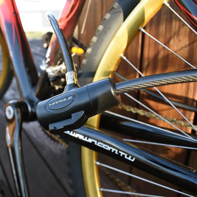 MARQUE Bike Lock with Key – 3/8” (4Ft, 7Ft, 15Ft, 25Ft) Straight Cable Locks with Keys, Anti-Theft Security Cable for Bicycles, Scooters, Kayaks, Paddle Boards, Gates