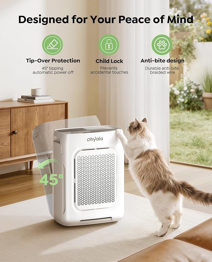 Air Purifier for Home Large Room up to 3000Ft², HEPA Air Purifier with Washable Double-Sided Filters, Smart WiFi, AQI Display, Air Cleaner for Pets, Allergies, Dust, Pollen, 15dB Sleep Mode, Fragrance