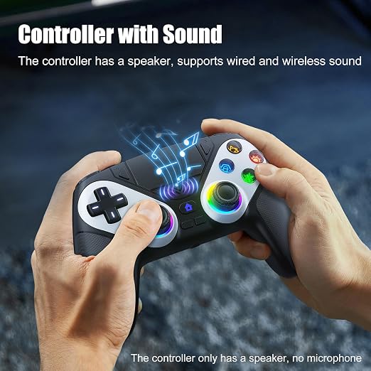 Nonbliep LED Wireless Controller for PS5, Compatible with PS5/PC, Dual Vibration, Macro/Turbo Function, 3.5mm Audio Jack, 6-Axis Motion Control Gamepad with Speaker