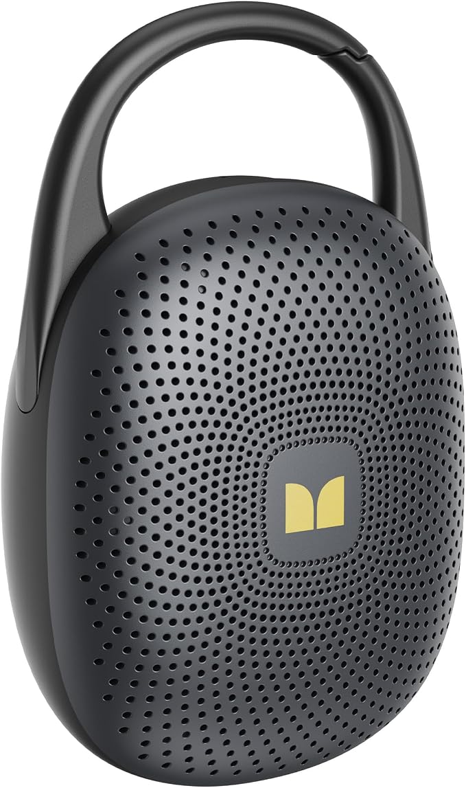 Monster Clip-On Speaker with Carabiner, Ultra-Portable Bluetooth 6.0 Shower Speaker IPX7 Waterproof, 29H Playtime Small Wireless Speaker for Hiking Camping Beach Outdoor Travel - Black