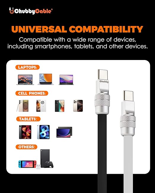 chubbycable Couple Chubby 2 Pack 240W USB C Cable Extra Thick Silicone Fast Charging Cable Compatible with iPhone 17-15 Series iPad Galaxy Series, Gray+Yellow, Type-C to Type-C, 13.1FT
