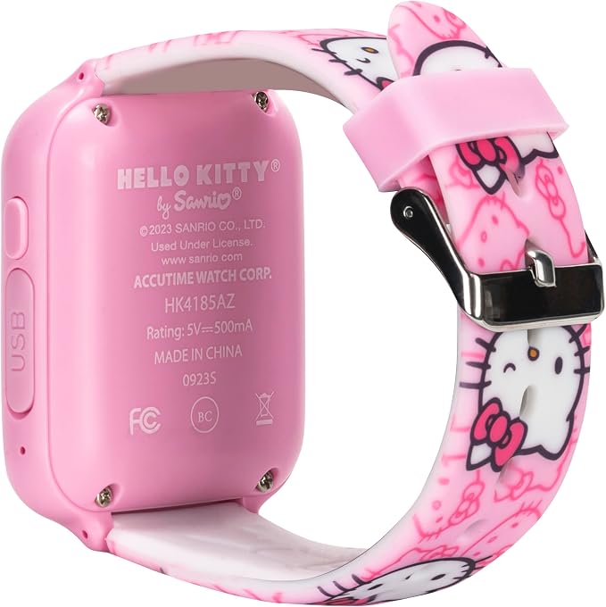 Hello Kitty Kids Smartwatch - Interactive Touchscreen with 10 Watch Faces, Camera, Games, Alarm, Step Tracker & More - Fun Gift for Girls with Pink Silicone Strap - Fits Wrists 5.5'' to 8.0"