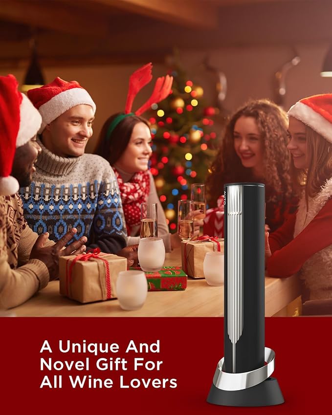 Newise Luxury Automatic Electric Wine Opener with Charging Base, Built-in Foil Cutter - Rechargeable Wine Bottle Opener | Gift for Wine Lovers