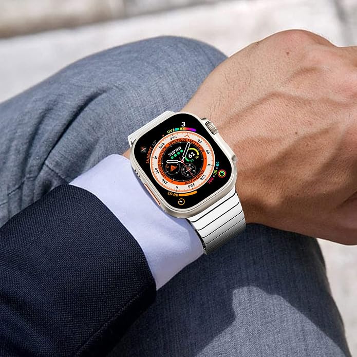 NewWays Titanium & Stainless Steel Link Bracelet for Apple Watch Band Ultra 3 2 1 Band 49mm Series11 10 46mm 42mm 45mm 44mm 41mm 40mm 38mm Series 3-11