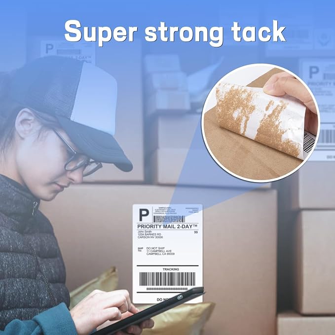 ASprink 241BT Bluetooth Thermal Label Printer 4X6 - Wireless Shipping Label Printer for Small Business & 4"x 6" Fanfold Thermal Labels (Fanfold Style & 500 Labels)