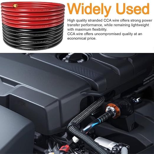 40FT 0 Gauge Wire,1/0 Battery Cable Copper Clad Aluminum for Winch,Reducer,Starter,Solar Power,DC Wiring,W/ 40 Feet PET Cable Sleeve,20pcs Connectors Lugs and 3:1 Heat Shrink Tube