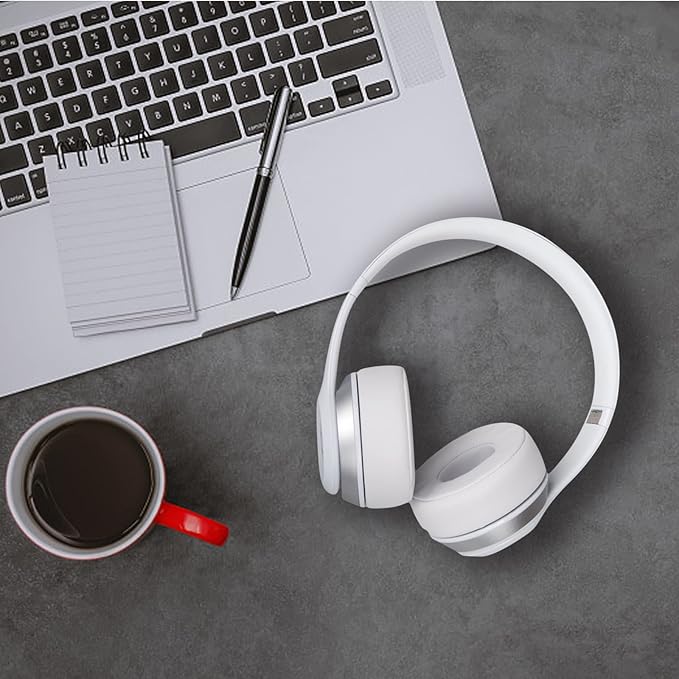 Replacement Ear Pads for Beats Solo 3, Ear Cushions for Beats Solo 2 & Solo 3 Wireless/Wired Headphones, Not Fit Beats Studio On-Ear Headphone with Stronger Adhesive, Thicker Memory Foam(White)