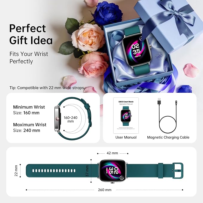 Tensky Smart Watch for Women, 1.85" HD AMOLED Fitness Tracker (Answer/Call) with 24/7 Heart Rate/Sleep/SpO2 Monitor for iPhone & Android, 120+ Sports Modes Smartwatch with IP68 Waterproof, 2 Bands