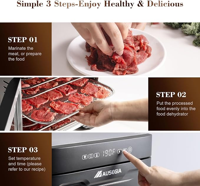 Commercial Large Food Dehydrator, Usable Area up to 9 ft², 800W Full Stainless Steel Dryer Machine, up to 190℉ Temperature, for Meat, Fruit, Veggies, Beef, Herbs