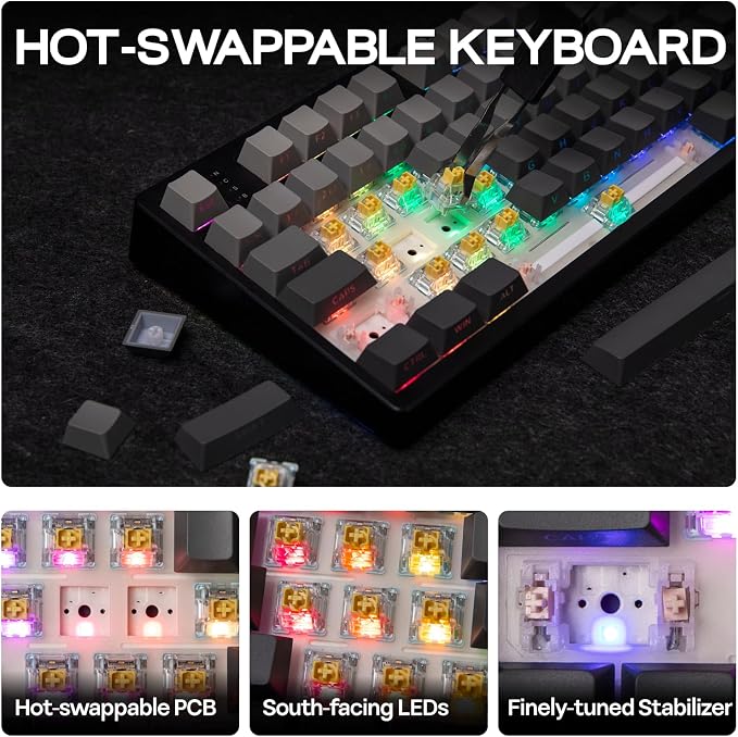EPOMAKER TH108 Full Size Mechanical Keyboard, Wireless Gaming Keyboard with 8000mAh Battery, Creamy Gasket, 108 Keys, Hot Swap, Custom Driver, RGB Backlight (Black, Creamy Jade)