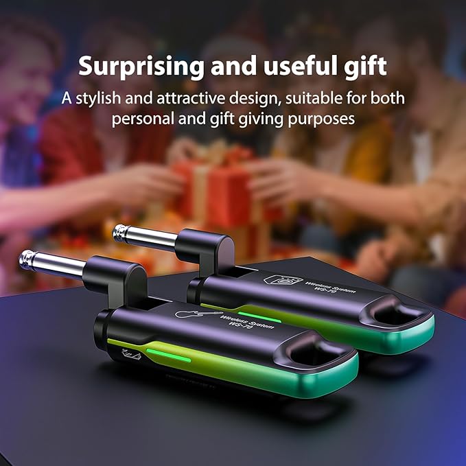 LEKATO Wireless Guitar System UHF Wireless Guitar Transmitter Receiver Rechargeable Audio Wireless Guitar Transmitter and Receiver with 70 Channels Wireless for Guitar Bass Electric Instruments-Green