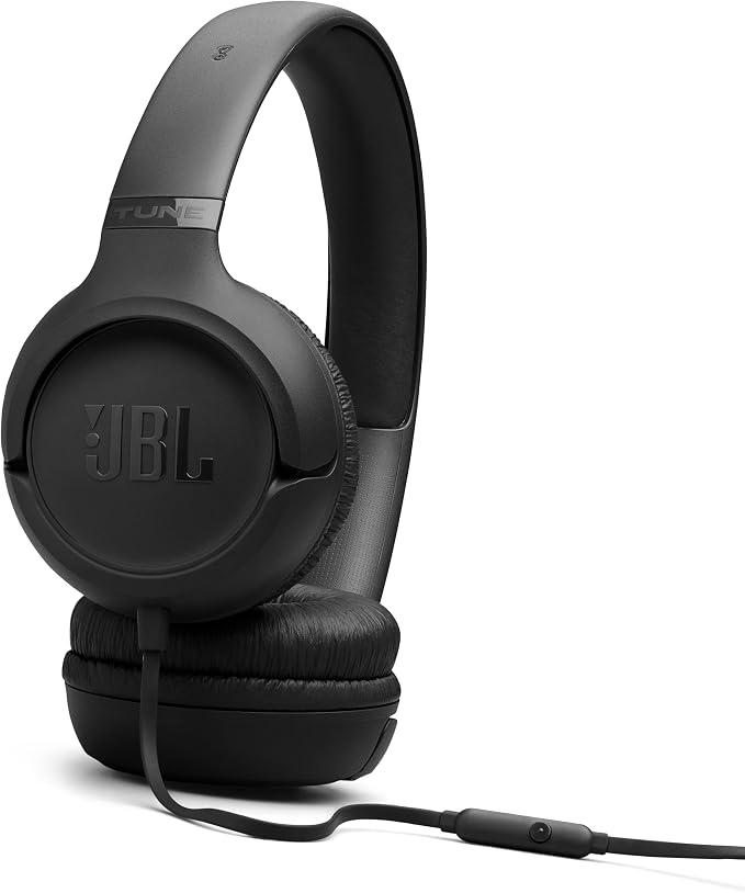 JBL Tune 530 - Wired on-Ear Headphones with a 3.5mm aux Jack and JBL Pure Bass Sound, Tangle-Free Flat Cable, Hands-Free Calls, Lightweight, Comfortable, and Foldable (Black)