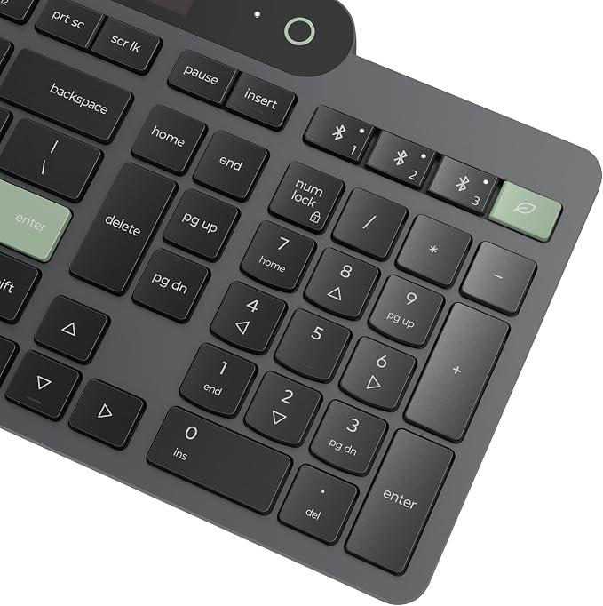Lenovo 800 Self-Charging Bluetooth Keyboard, Uses Ambient Light for Charging, Bluetooth 5.1, Supports 3 Devices, Battery Free, Wireless, Grey
