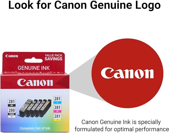 Canon PGI-280XL/CLI-281 5 Color Pack Compatible to TR8520,TR7520,TS9120 Series,TS8120 Series,TS6120-Series,(Pack of 2)