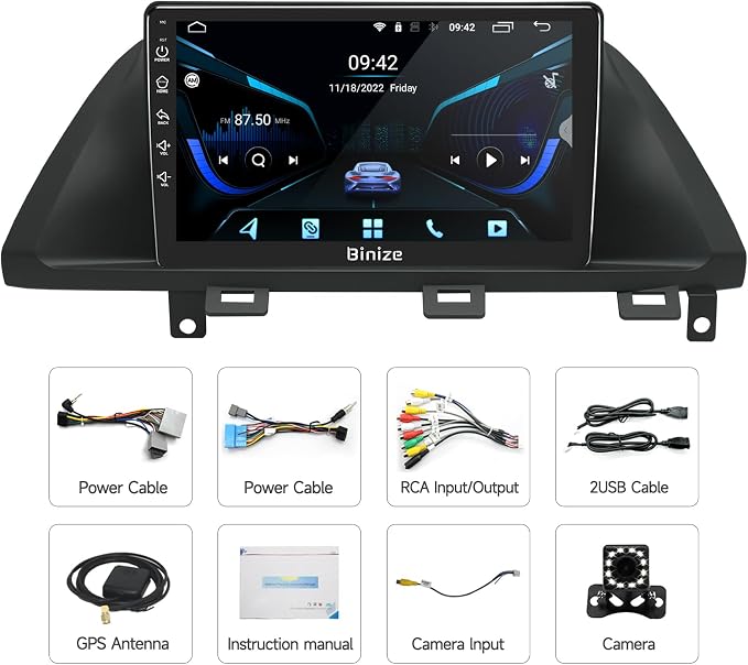 BINIZE Car Stereo Radio Compatible with Honda Odyssey 2005 2006 2007 2008 2009 2010, Wireless Carplay Android Auto Car Radio with Bluetooth, WiFi, USB, Backup Camera