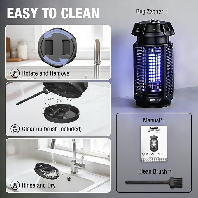 BALDR Bug Zapper Outdoor Indoor, 20W Power & 4200V Instant Grid Mosquito Repellent, Coverage of 1/2 Acre Fly Trap for Patio, Backyard, Home,2 Pack