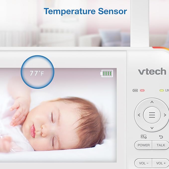 VTech Baby Monitor No WiFi– See Every Corner of the Nursery, Remote Pan-Tilt-Zoom, Hack-Proof, 5" Screen, 17Hr Battery, 1000ft Range, Night Vision, Temperature Sensor | 924W