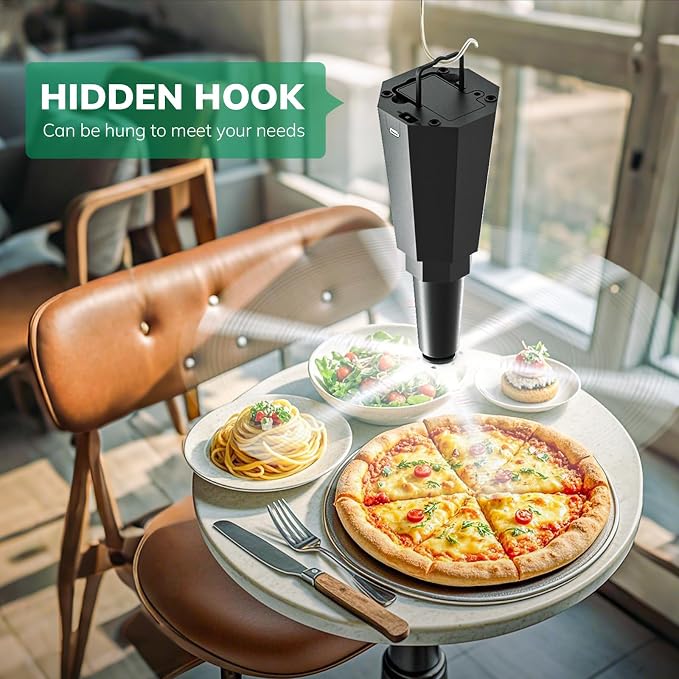6-Pack Rechargeable Fly Fans for Tables Up to 10-hour Working Time, Indoor Outdoor Mute Food Fans to Keep Flies Away, Retractable Table Fans with Hook for Home Restaurant Party Picnic Patio, Black