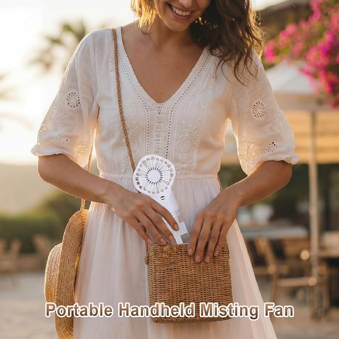 9 Pack Misting Fans Portable Rechargeable Handheld Spray Fans with 25ml Water Tank 4-speed Personal Cooling Fan, USB-c Mini Handheld Fan for Travel Outdoor Sport Office Home Summer Gifts