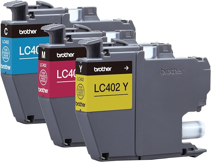 Brother Genuine LC402 3PK 3-Pack of Standard Yield Cyan, Magenta and Yellow Ink Cartridges, Black
