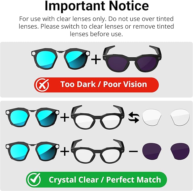HIBLOKS Polarized Clip Compatible with Oakley Meta HSTN Smart Glasses Accessories, Black Frame Discoloration Clip-on for Oakley Meta HSTN Protect Your Eyes, Cool & Fashion