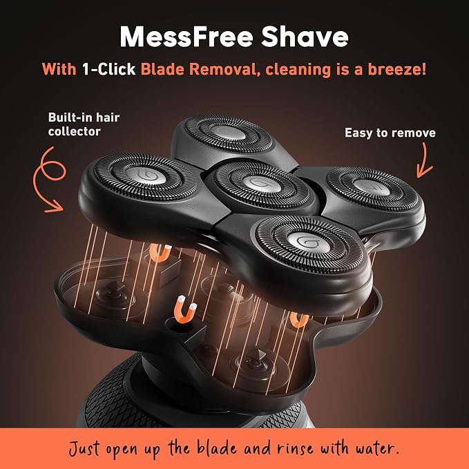GROOMIE No Hair, Don't Care Bundle - 5D BaldiePro Electric Head Shavers for Bald Men, Natural Pre-Shave Oil to Promote Close Shave, & Natural Aftershave Serum - Mens Head Shaver Kit w/Electric Razor