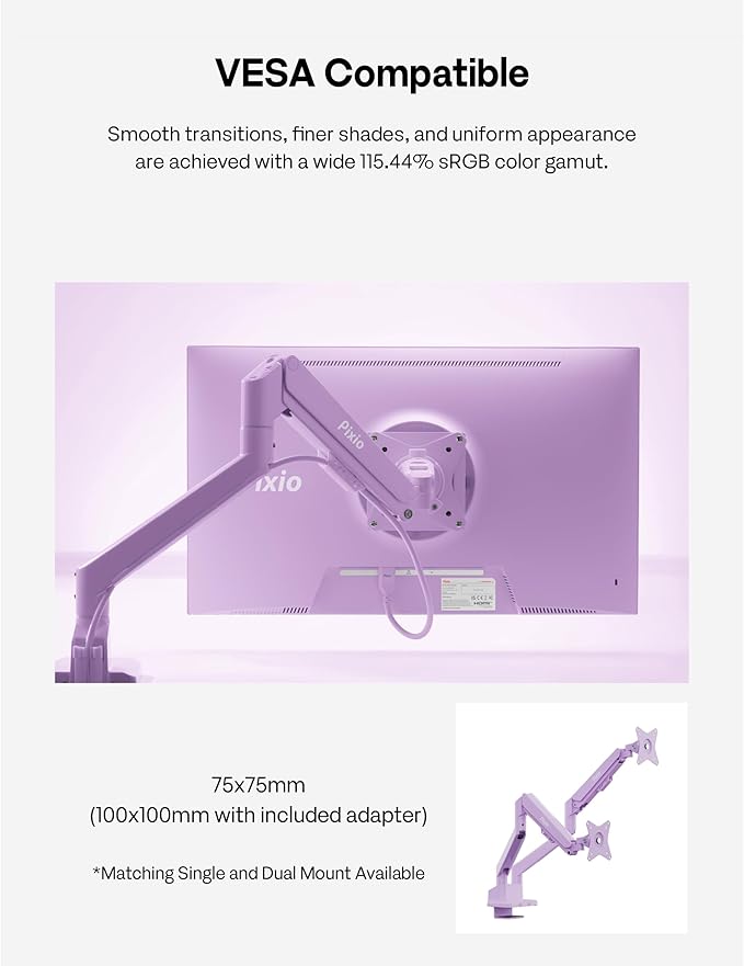 Pixio PX246 Wave Purple 24 inch 120Hz Refresh Rate FHD 1080p Resolution IPS Panel 4ms GTG Response Time Gaming Monitor with Adaptive Sync