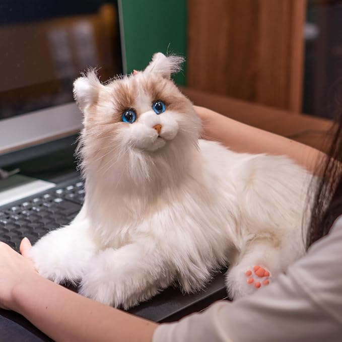 Chongker Interactive Robot Cat, Realistic Cat with Lifelike Heartbeats, Purring, Custom Name & Voice Interaction, Relieving Anxiety in the Elderly, for Daily Companionship and Soothing Sleep-Percy