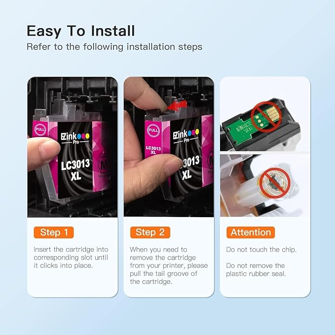 E-Z Ink Pro LC3013 LC3011 Compatible Ink Cartridge Replacement for Brother LC3013XL LC3011 LC-3013 Compatible with MFC-J491DW MFC-J497DW MFC-J895DW MFC-J690DW (2 Black, 1 Cyan, 1 Magenta, 1 Yellow)