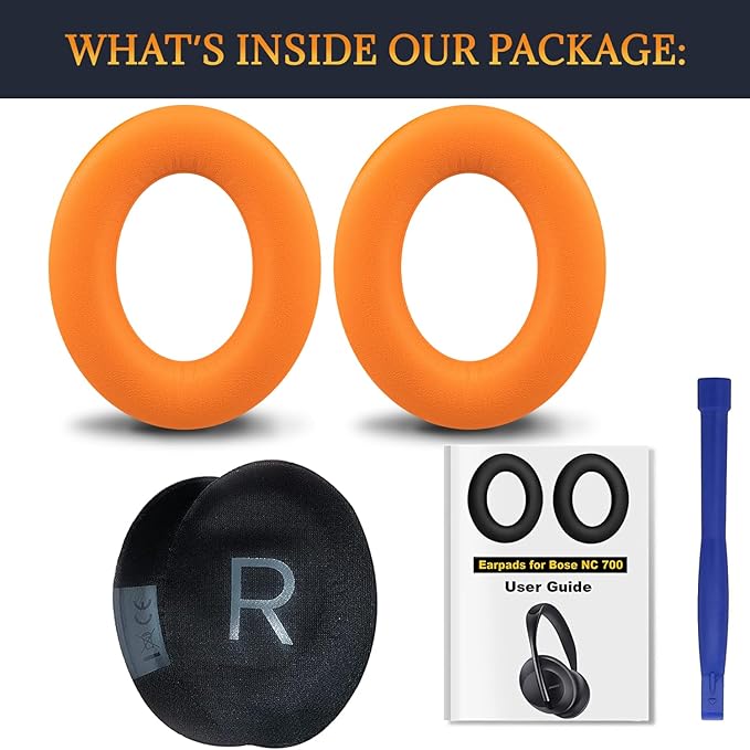 SOULWIT Replacement Earpads for Bose 700 (NC700) Wireless Headphones, Ear Pads Cushions with Softer Protein Leather, High-Density Noise Cancelling Foam, Added Thickness - Orange